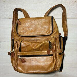 Frye Vintage Leather Backpack Tan Rugged Carry All Travel